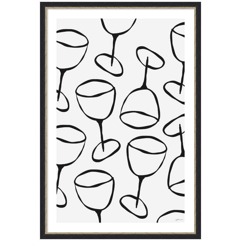 Kate and Laurel Wine Everywhere by Gabrielly Guedes Framed Wall Art Print - 28x42