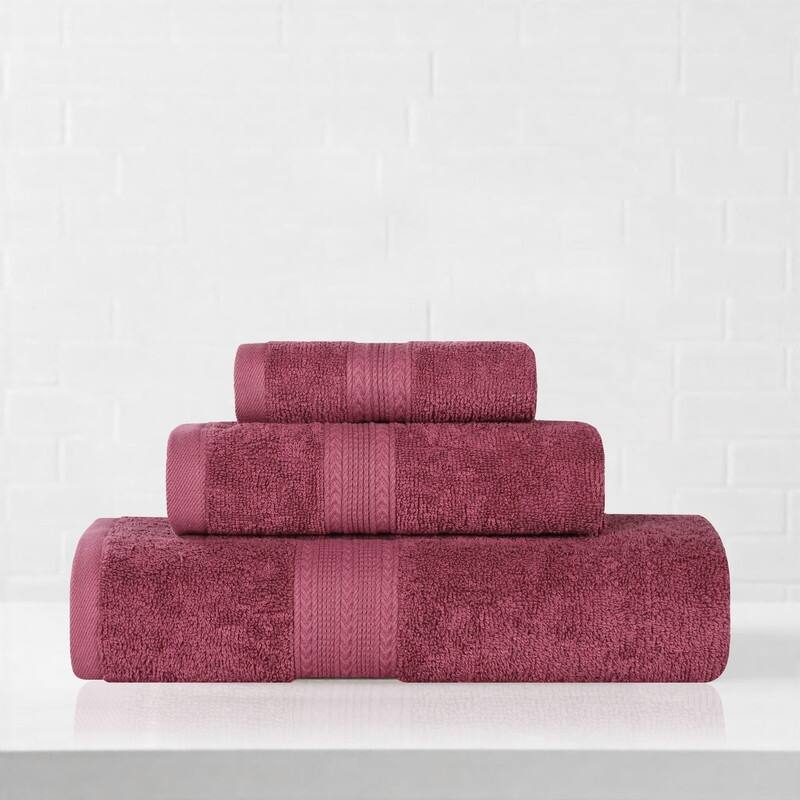Superior Eco-Friendly Cotton 3-Piece Towel Set - Rosewood
