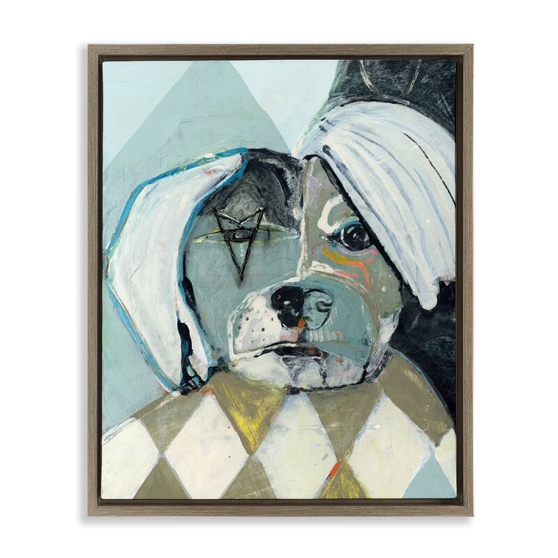 Stupell Abstract Dog Face Portrait Framed Floater Canvas Wall Art Design By Stacy Milrany - 25 x 31 - Brown