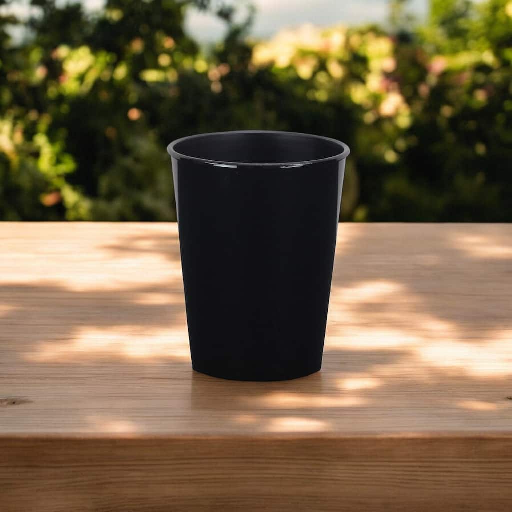 HomeRoots 5" Black Recycled Plastic Indoor Outdoor Round Pot Planter