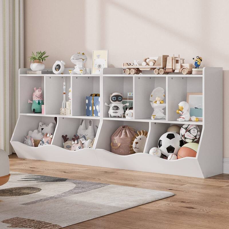 Toy Bookshelf and Bookcase, Multi Shelf with Cubby Organizer Cabinet for Storage Books and Toys