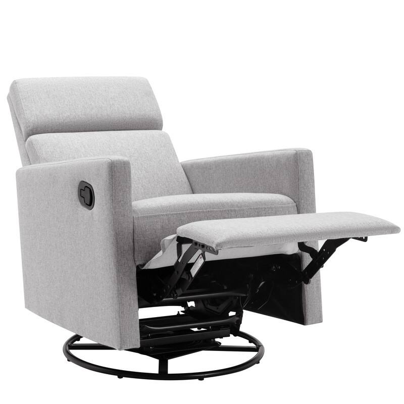 Modern Linen Rocker Plush Seating Glider Swivel Recliner Chair