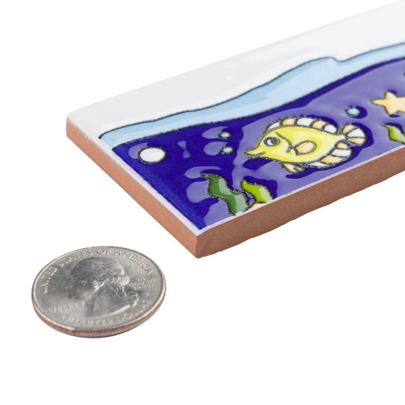 Merola Tile Captain Fishie 2" x 7-7/8" Ceramic Wall Trim - (1 Tile)