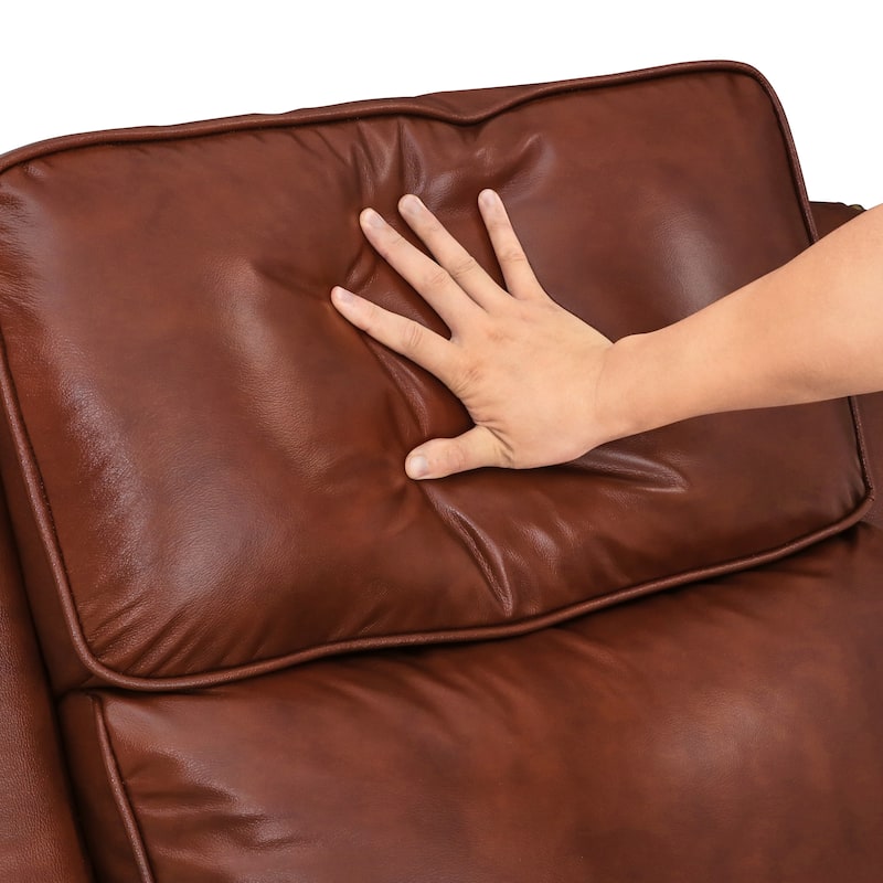 2 Set Genuine Leather Recliner Modern Push Back Recliner Chair Wingback 3 Adjustable Chair for Living Room