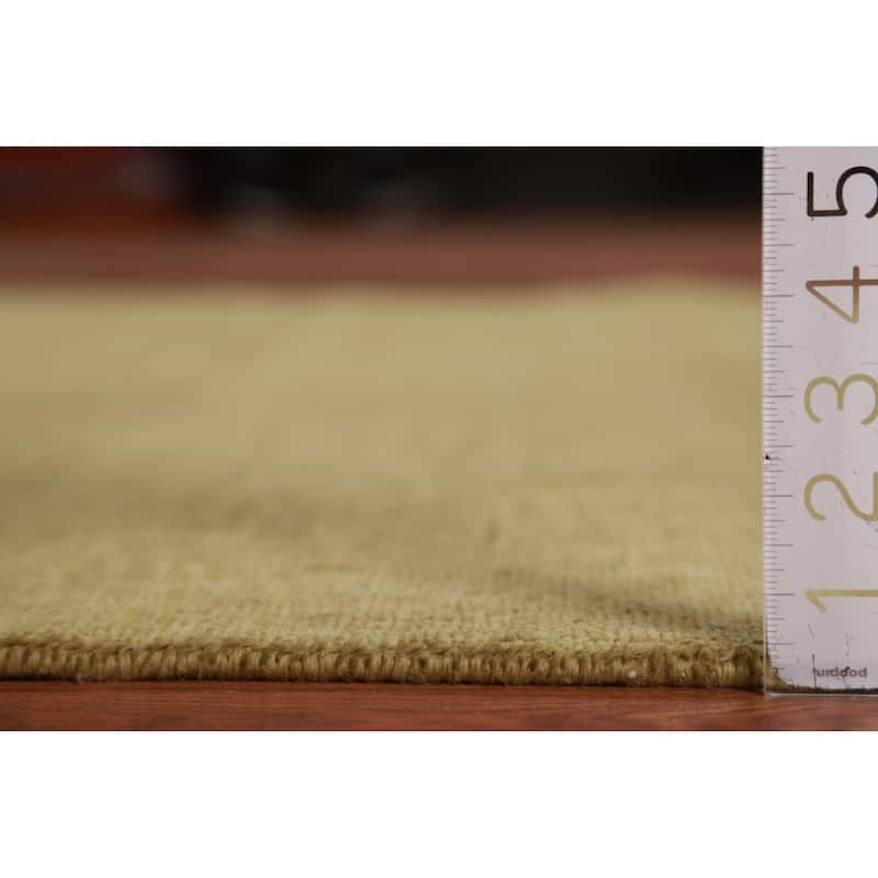 Hand Knotted Oriental 100% Wool Carpet Modern Solid Green Gabbeh Area Rug - 10' 1'' X 4' 11''