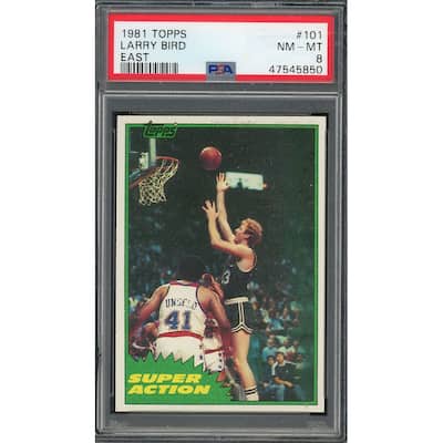 Larry Bird 1981 Topps Basketball Card #101 Graded PSA 8 - 8'6" x 11'6"