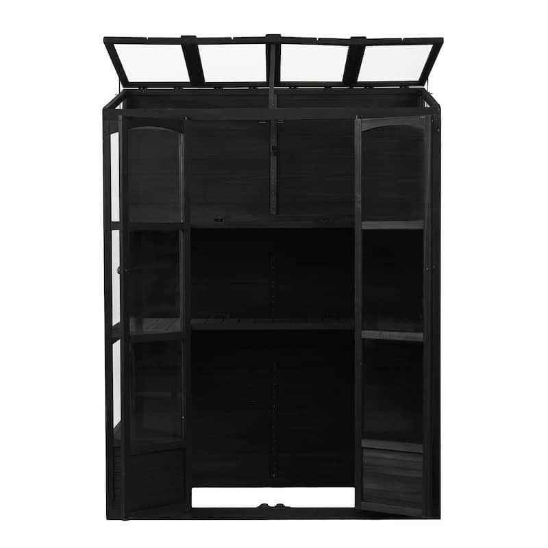 Walk-in Outdoor Greenhouse with 4 Skylights and Folding Shelves