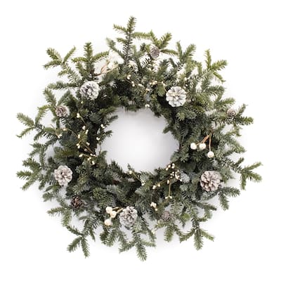 Frosted Pine Cone Berry Artificial Christmas Wreath - 27” - Unlit