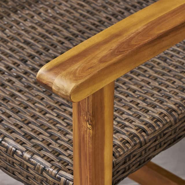 Hampton Outdoor Wood and Wicker Sofa by Christopher Knight Home