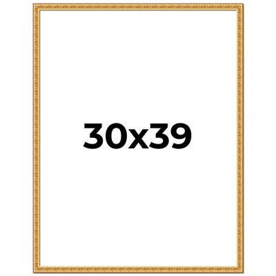 30x39 Frame Gold Real Wood Picture Frame Width 1 inches | Interior