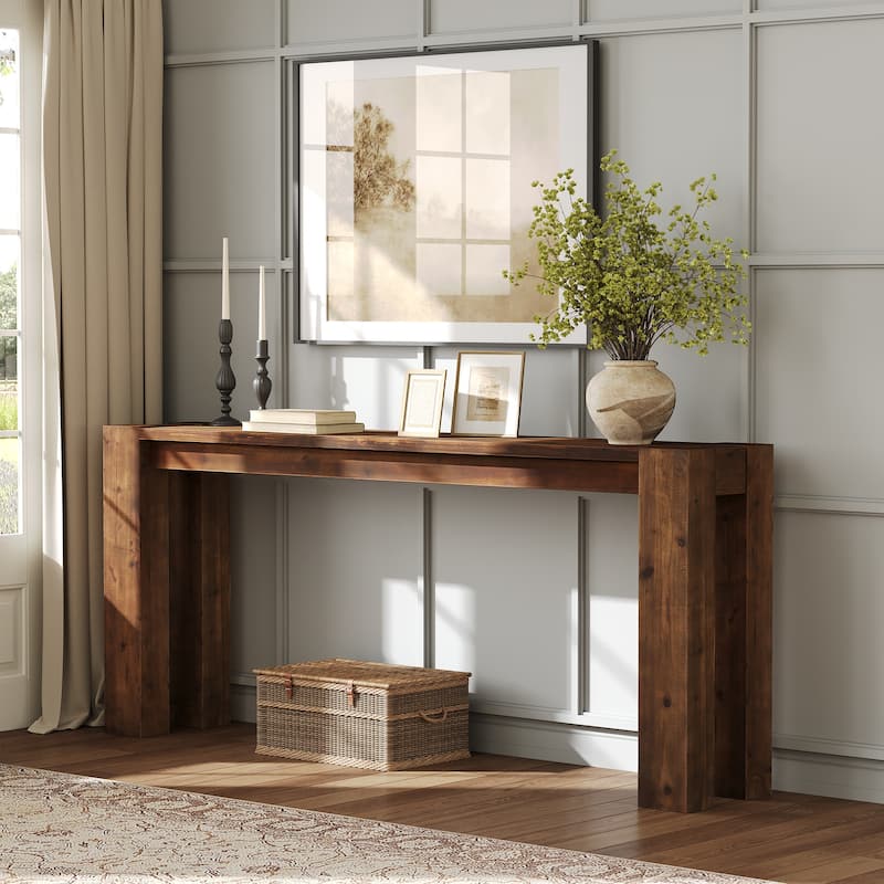 Solid Wood Console Table for Entryway, 70.9 Inch Extra Long Sofa Table - Rustic Brown