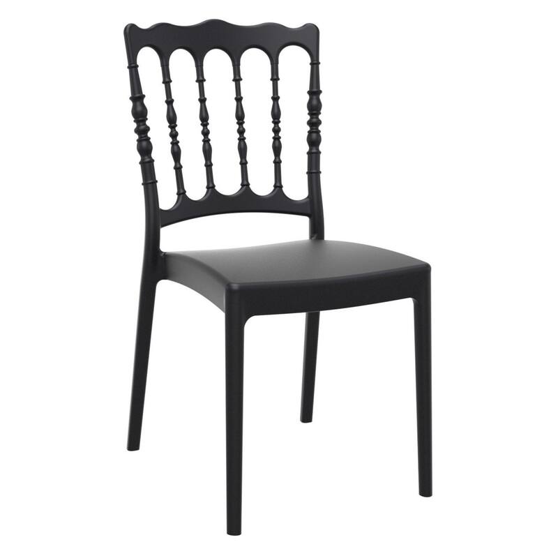 36" Black Stackable Outdoor Patio Dining Chair