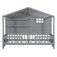 preview thumbnail 9 of 13, Twin Size House Bed with Shelves, Gray Wood Platform Bed with Window & Sparkling Light Strip on The Roof, No Box Spring Needed