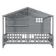 preview thumbnail 8 of 34, Twin Size House Bed with Shelves, Window, and Sparkling Light Strip on Roof, Space-Saving Design for Kids' Rooms, Grey