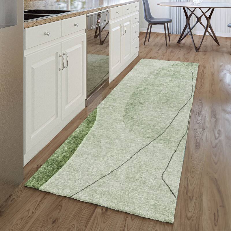 Premium Washable Super Soft Contemporary Mayfield Rug - Green - 2' 3" x 7' 6" - Runner