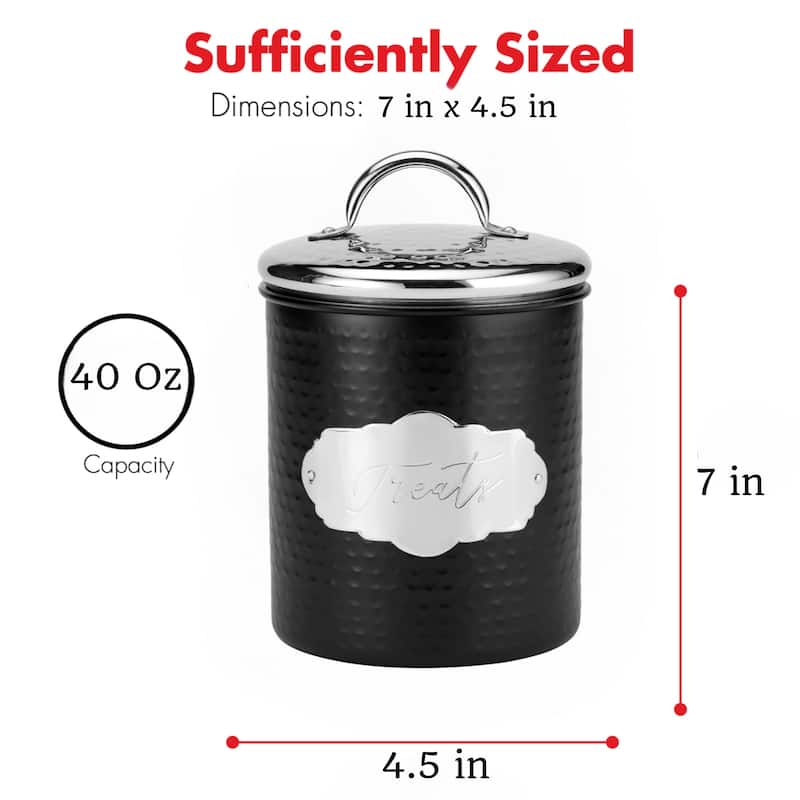 Amici Pet Cavalier Small Metal Canister Treats Jar - 40 Ounces