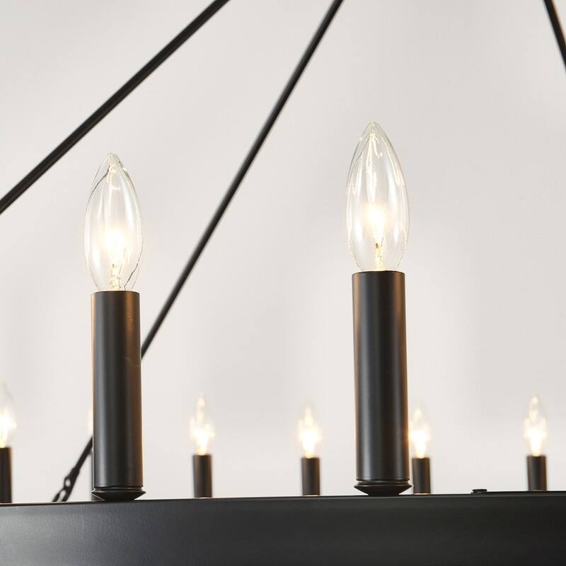 53" Large Wagon Wheel Chandelier Black Farmhouse Pendant Light Fixtures