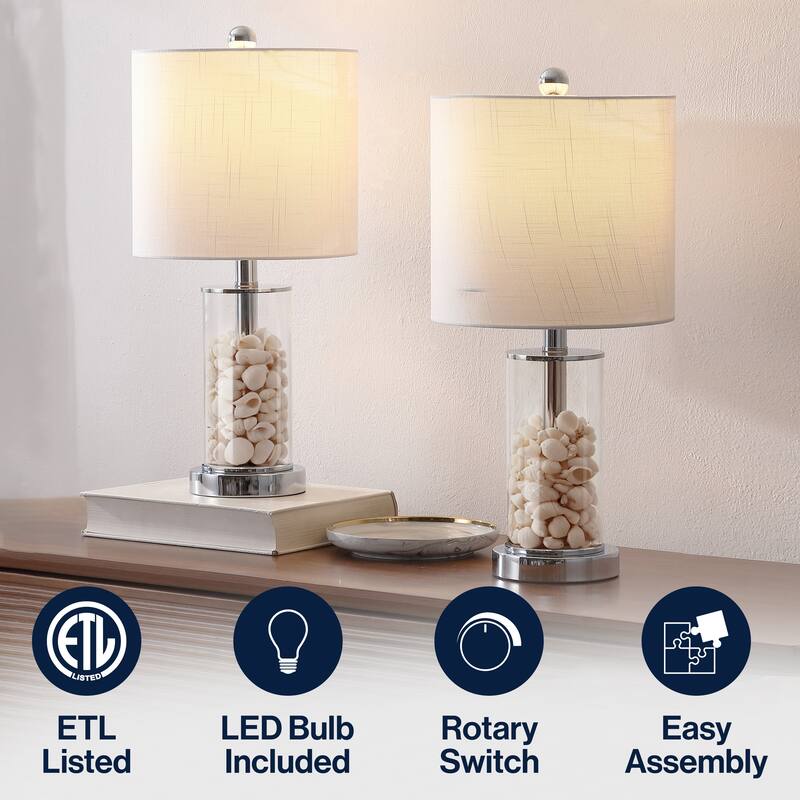 By JONATHAN , Amner 20.5" Contemporary Fillable Glass LED Table Lamp, (Set of 2)