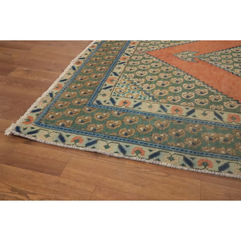 Hand Knotted Oriental 100% Wool Carpet Traditional Medallion Oranges & Rust Tabriz Area Rug - 6' 0'' X 4' 3''