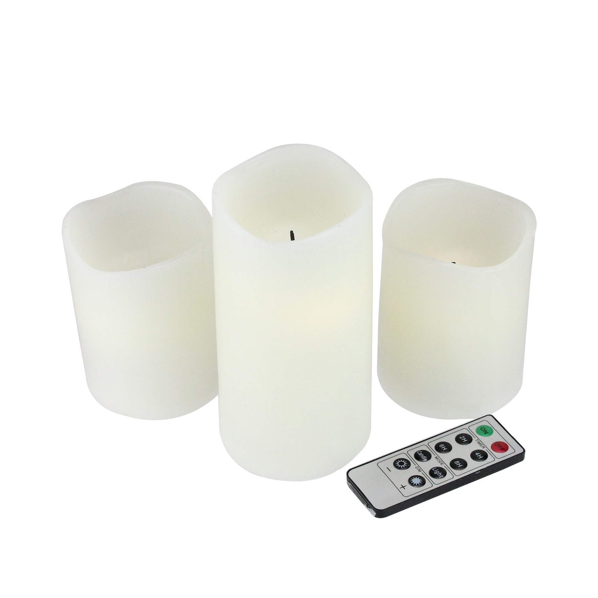 Shop Black Friday Deals On Set Of 3 Ivory Flameless Led Lighted Flickering Wax Christmas Pillar Candles With Remote Overstock 16538181