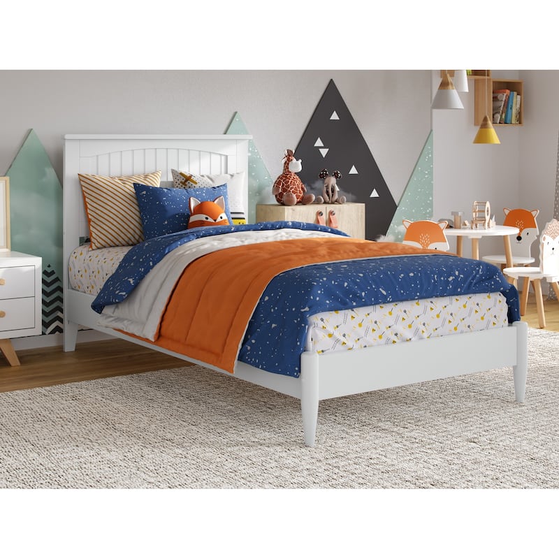 Naples Solid Wood Low Profile Platform Bed - White - Twin