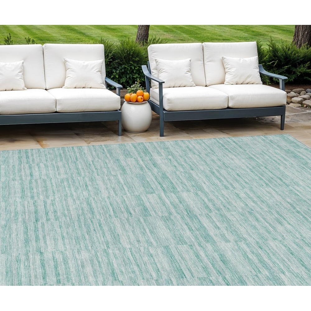 HomeRoots Striped Transitional Rectangle Outdoor Rug