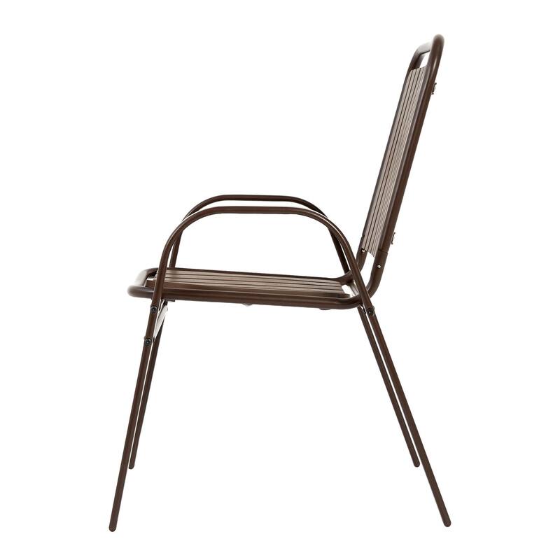 5 Piece Outdoor Dining Table Set, All Weather Outdoor Table and Chairs Set with Square Metal Dining Table with Plastic Chair