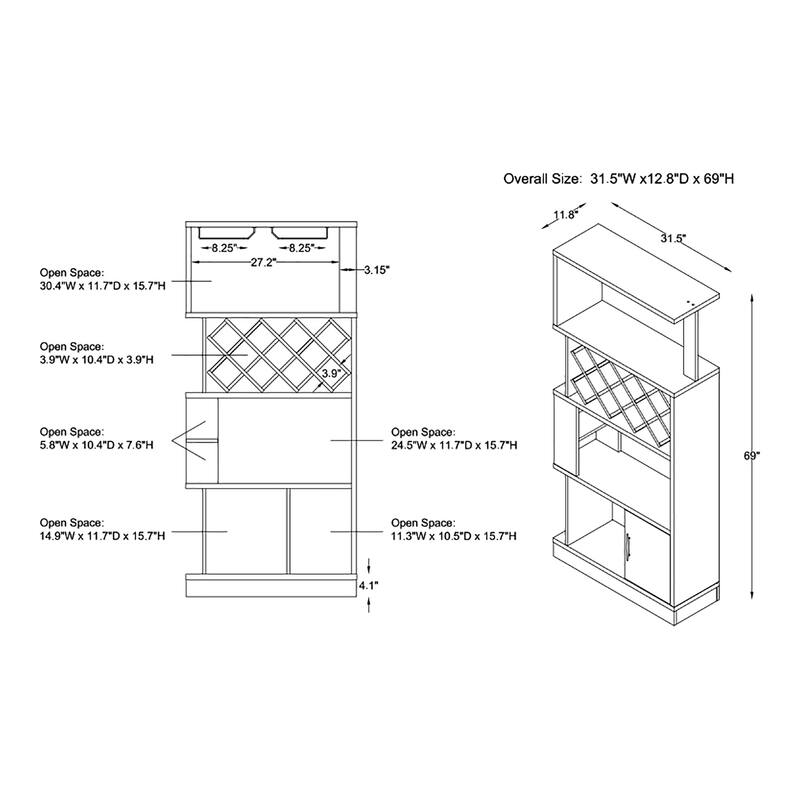 DH BASIC Contemporary Dual-Side Access Lattice 11-Bottle Wine Rack and Cabinet by Denhour