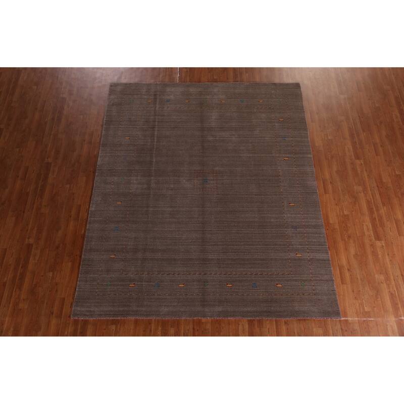 Hand Knotted Oriental 100% Wool Carpet Tribal Animal Pictorial Brown Gabbeh Area Rug - 9' 9'' X 8' 0''