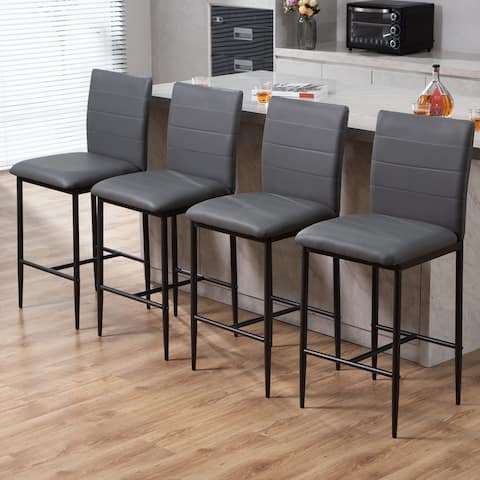 SICOTAS Counter Height Stools Set of 4 - Modern PU Leather Bar Stools(Grey) - N/A