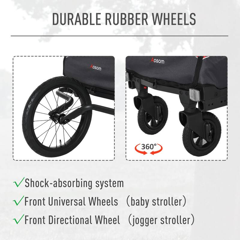 Aosom 3-in-1 Folding Child Bike Trailer Jogging & Baby Stroller with Shock Absorbing Frame & Adjustable Handlebar