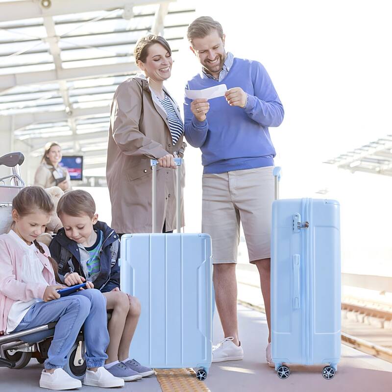 3 Piece Hardside Carry on Suitcase Sets with Spinner Wheels and Telescopic Handle, Portable Lightweight ABS Luggages for Travel