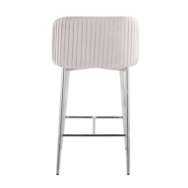 Silver Orchid Pleated Fixed-Height Counter Stool - Set of 2