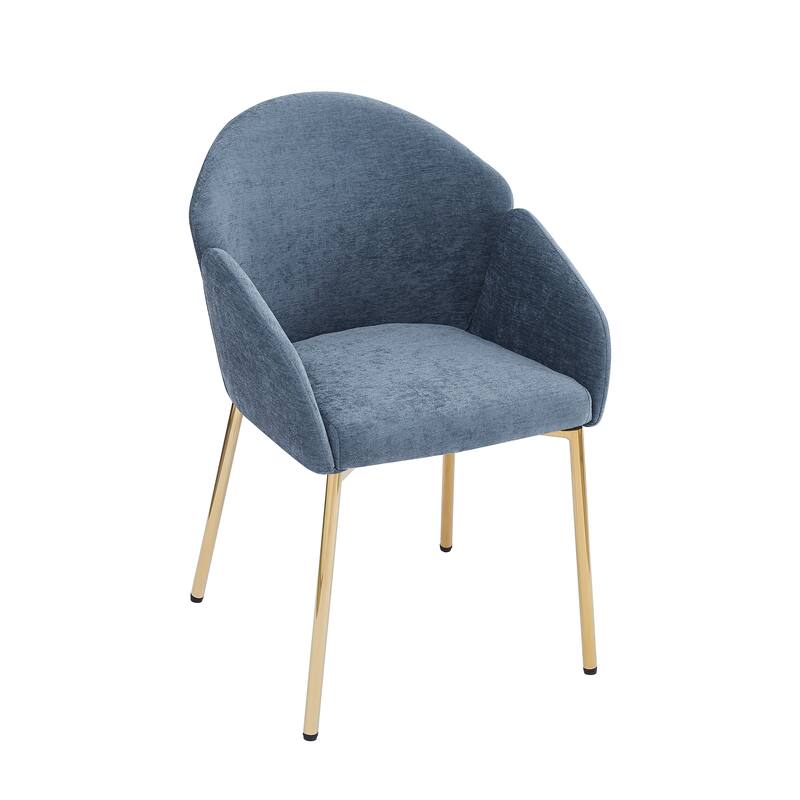 Roomfitters Upholstered Accent Armchair Set of 2, Modern Curved Design with Gold Legs