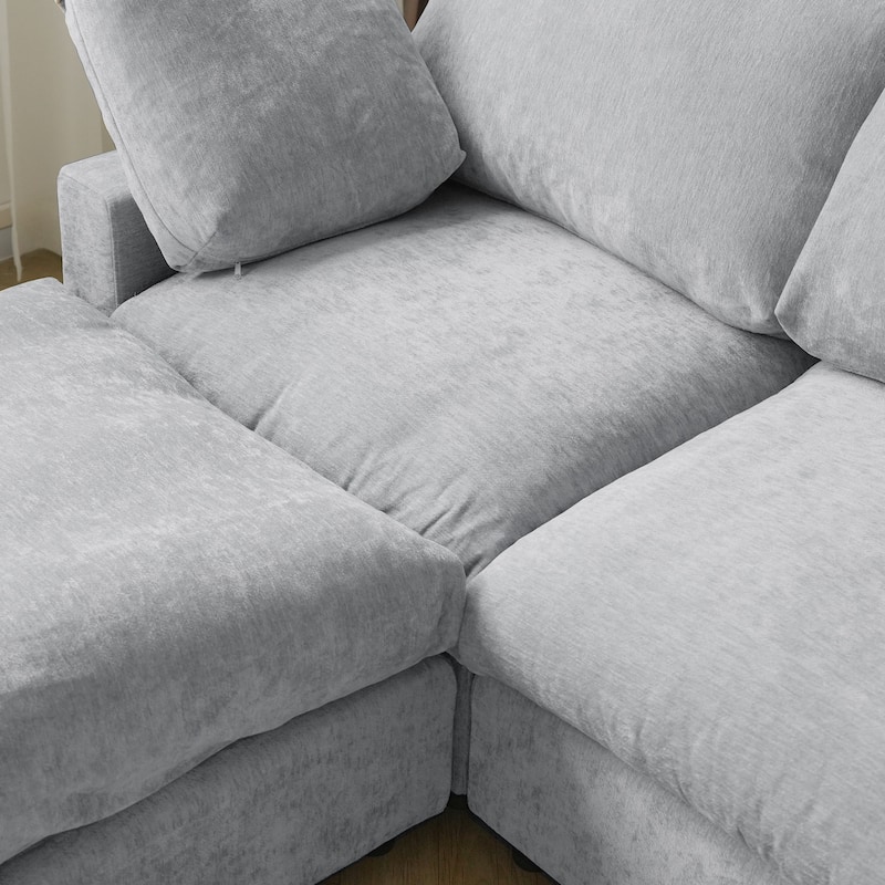 Modern Cloud Sectional Couches for Living Room Set, Chenille U-shaped Sofa Couch