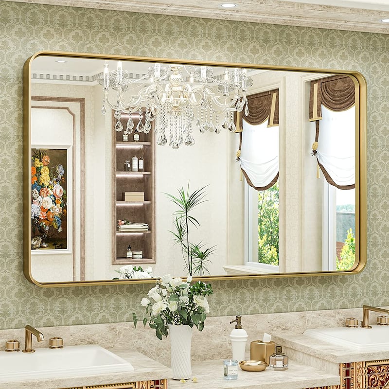 TokeShimi Modern Metal Frame Bathroom Vanity Wall Mirror