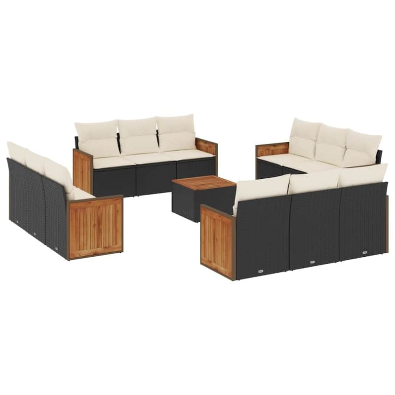 vidaXL Patio Sofa Set with Cushions Outdoor Conversation Furniture Poly Rattan