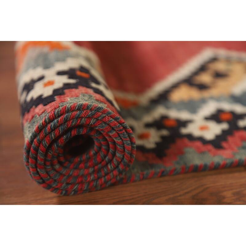 Hand-Woven Vegetable Dye Kilim Qashqai Persian Vintage Area Rug - 4'0"x 7'9"