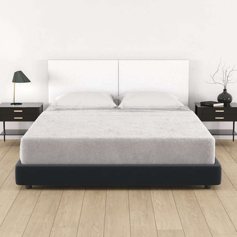 Jaxx Panelist Modern Padded Headboard in Premuim Vegan Leather - Set of 2 Wall Mounted Panels - Vegan Leather Ice Storm White - Queen