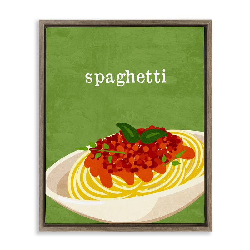 Stupell Spaghetti Italian Cuisine Framed Floater Canvas Wall Art Design By Kim Allen - 25 x 31 - Brown