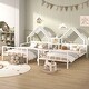 preview thumbnail 1 of 13, Metal Double Twin Size Platform Bed Frame for Boys Girls Kids Adults Toddler w/House-Shaped Headboard and a Built-in Nightstand White - Twin