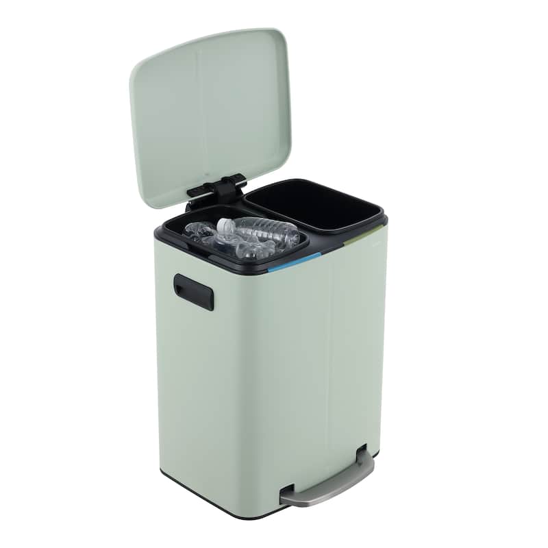 happimess 10.6-Gallon Double Bucket Trash Can with Soft Close Lid