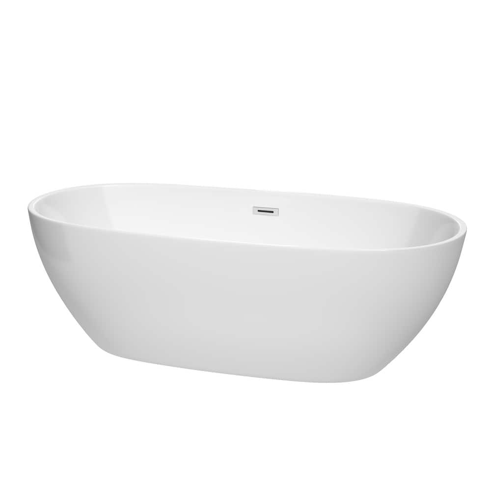 Wyndham Collection Juno 71-inch White Freestanding Soaking Bathtub