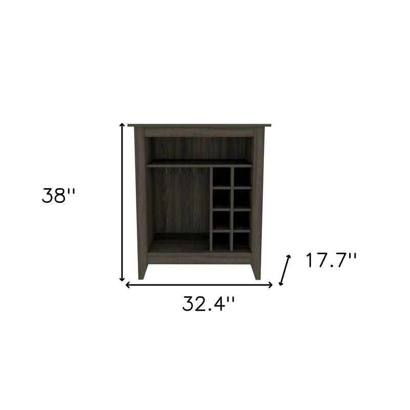 Wood Bar Cart with Wine Storage and Shelves and Cabinet - 17.7” D x 32.4” W x 38” H