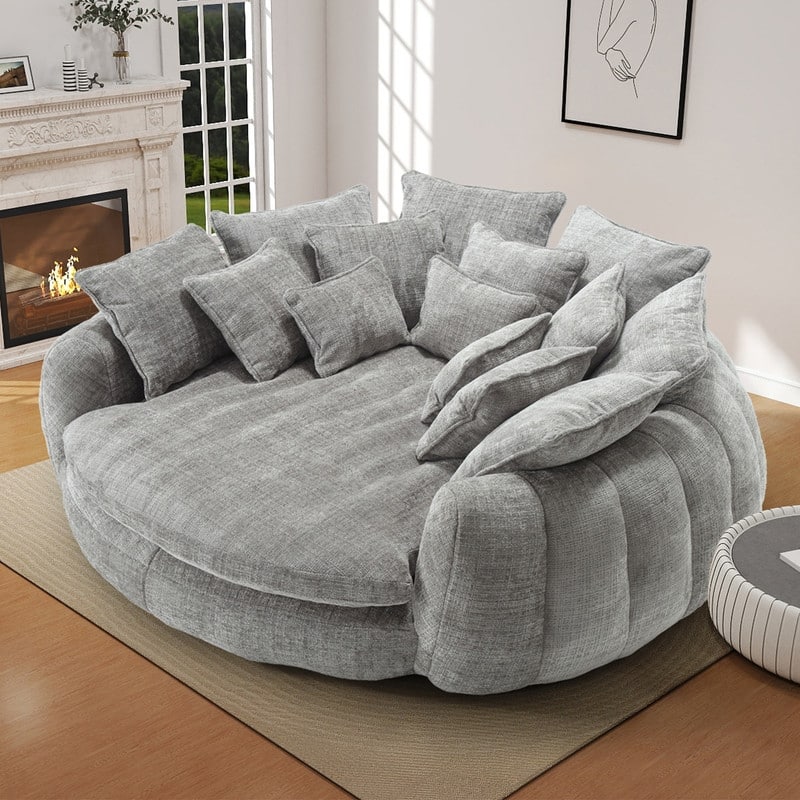 Rossetta Comfortable High Back Decorative Oversized Sofa Bed with Armrests - Light Grey