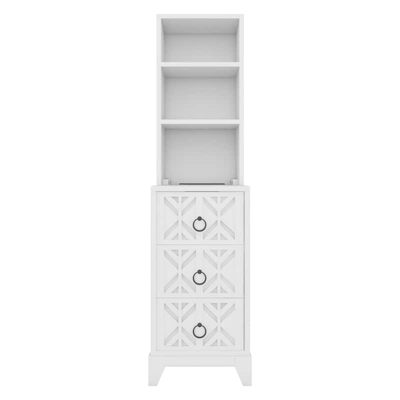 GDF Studio - Xander Tall End Table with 3 Drawers & Adjustable Shelves