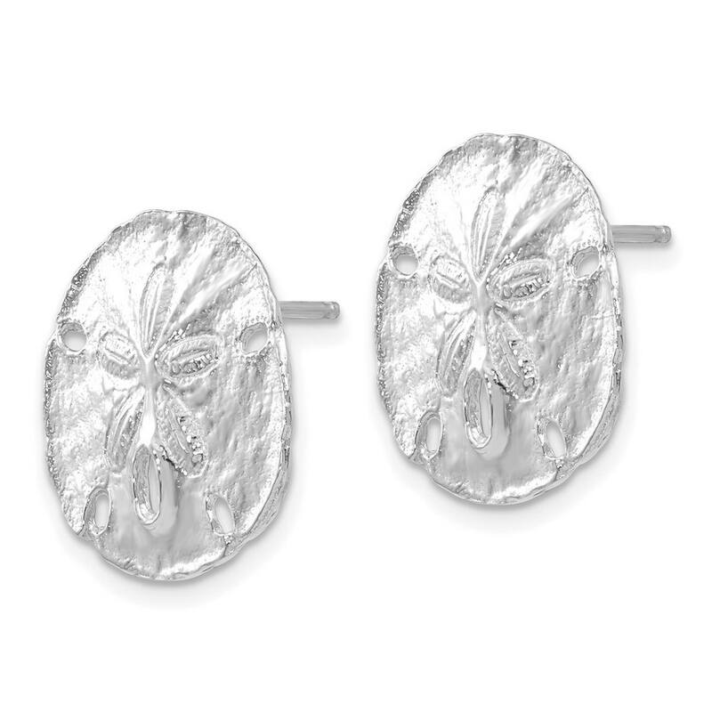 Curata 14k White Gold Large Sanddollar Post Earrings - 16.1x16.1mm