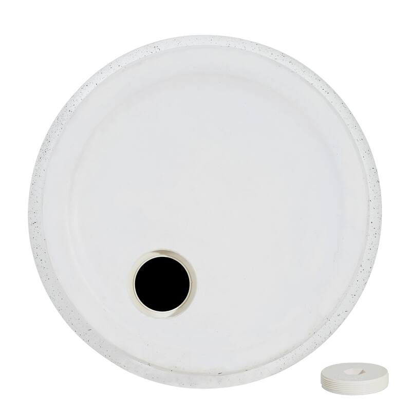 Roomfitters Tess Outdoor Patio Side Table Umbrella Base with Sand Filling Design, MGO White Marble Finish