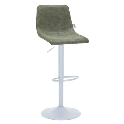 Adjustable Height Bar Stool in Leather Upholstery With White Iron Base Tilbury Collection