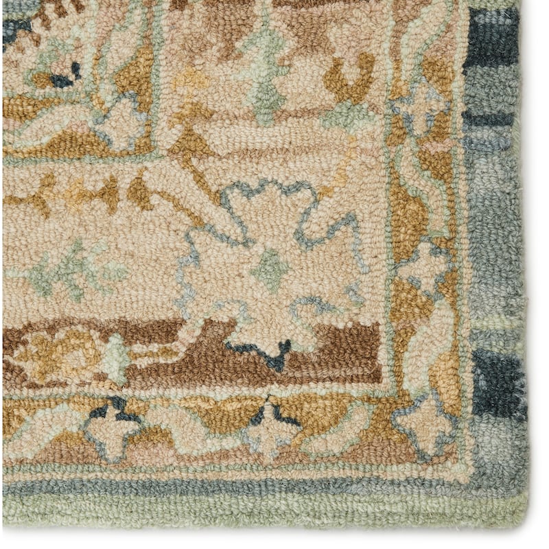 Jensine Handmade Oriental Blue/ Beige Area Rug